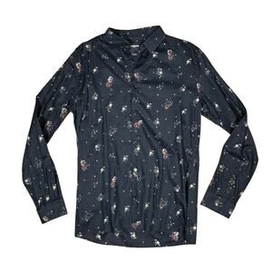 KOOPLES DARK NAVY FLORAL SHIRT SIZE MEDIUM
